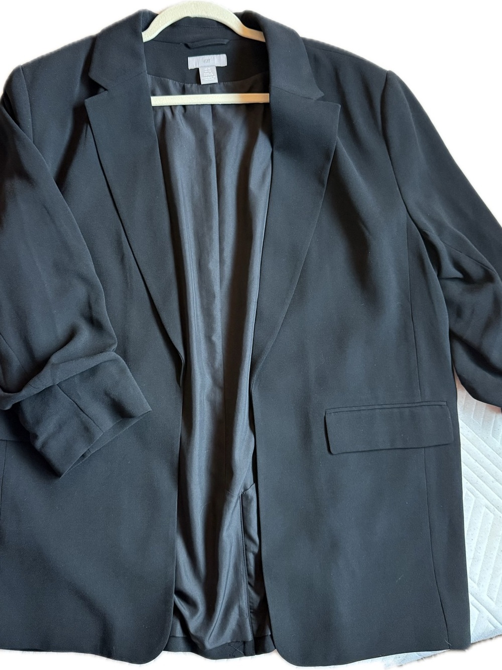 H&M Black Women's Blazer - Open Front Notch Lapel